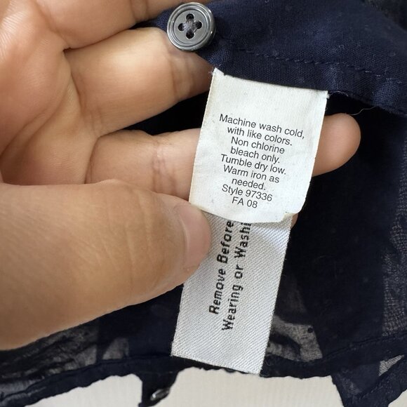 J Crew Womens Sz 8 Sheer Clip Dots Textured Button Down Blouse Navy - Picture 4 of 11